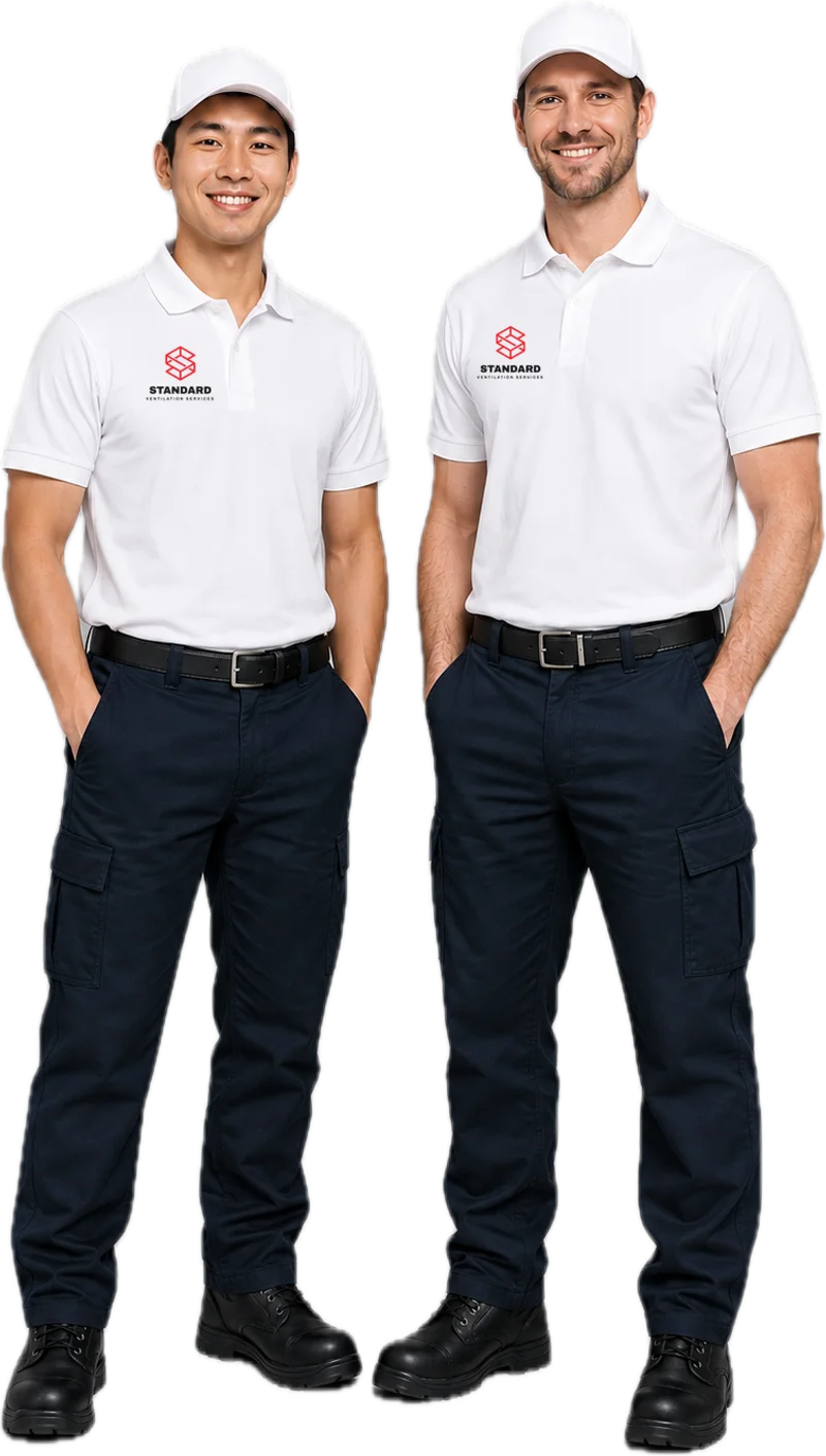 Two Standard Ventilation Services technicians in uniform
